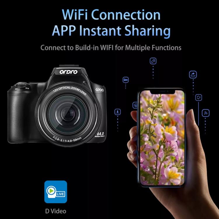 Ordro 4K Ultra HD Rotating Screen Optical Zoom Digital Camera, G700 Ordro 4K Ultra HD Rotating Screen Optical Zoom Digital Camera, G700